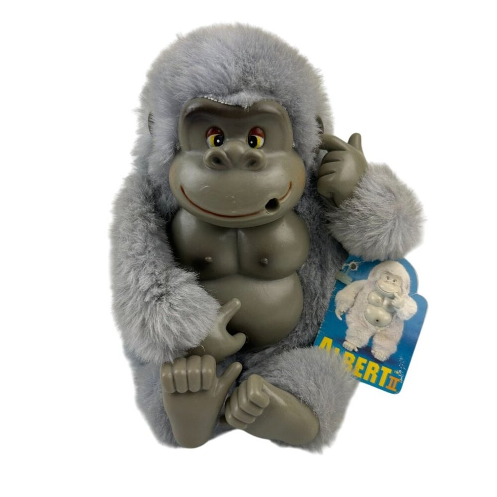 Albert II Russ Gorilla Ape Monkey Plush Stuffed Animal Vintage Gray Toy Humor